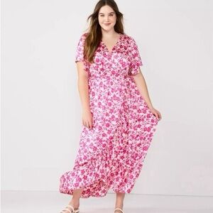 Draper James RSVP Pink Floral Wrap Maxi Dress ** USA EXCLUSIVE **